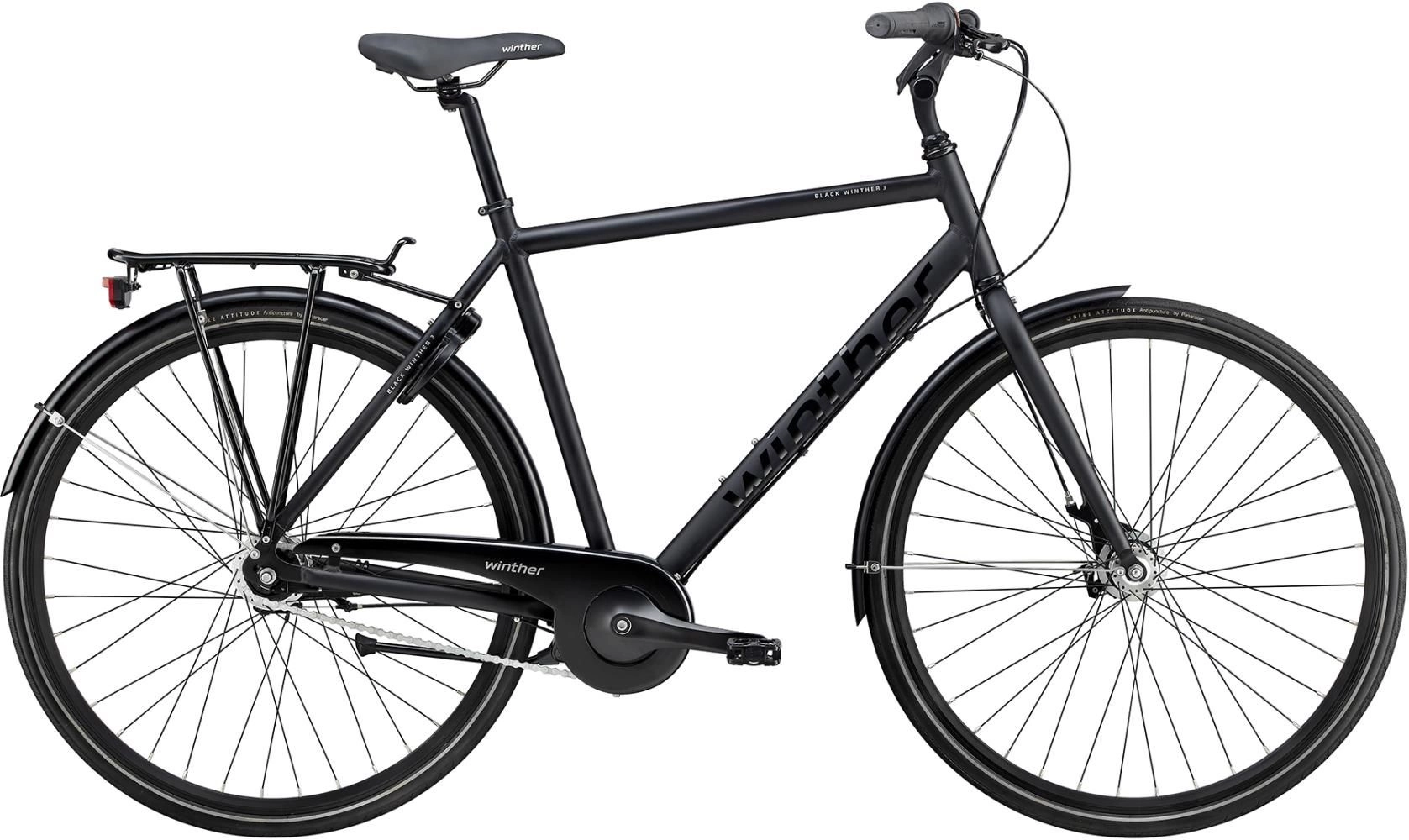 Herrcykel Black Winther 3 7-växlad Svart